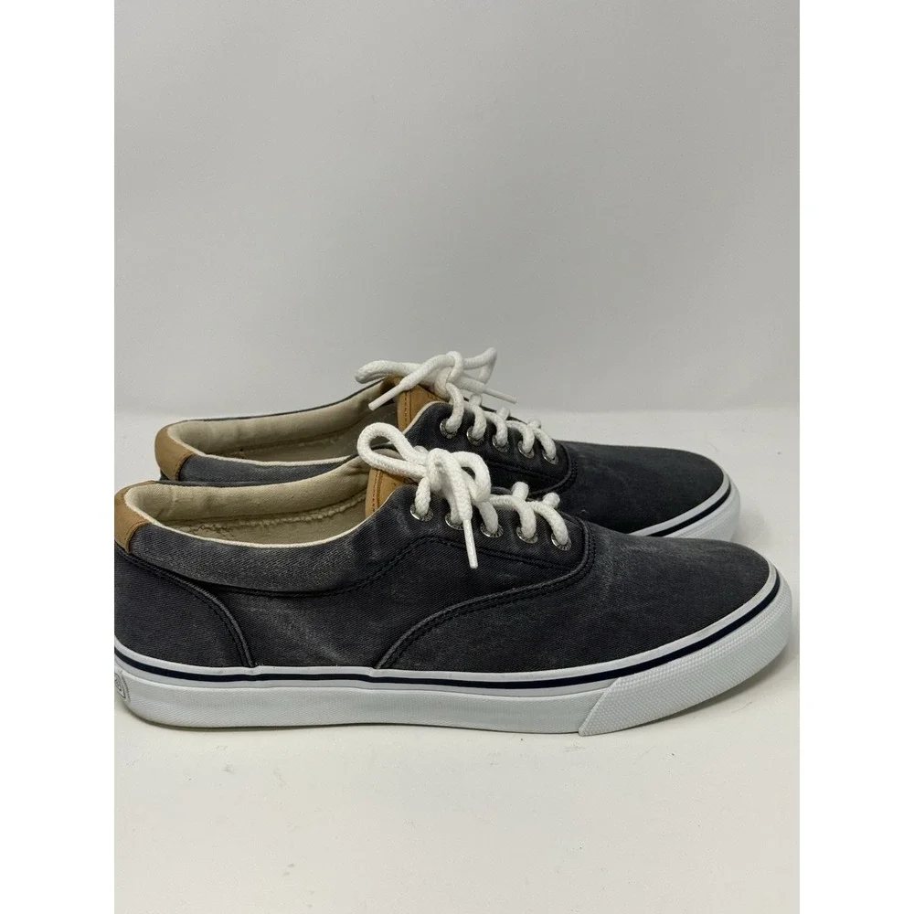 Sperry Top-Sider Men's Gray Distressed Canvas LaceUp Sneakers Breathable Sz 10.5